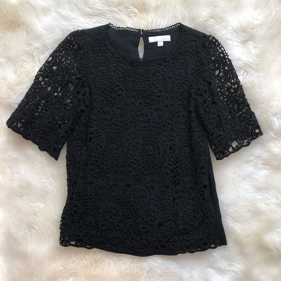 Anthropologie Eri + Ali Suzy Lace Black Top XS - Picture 2 of 6